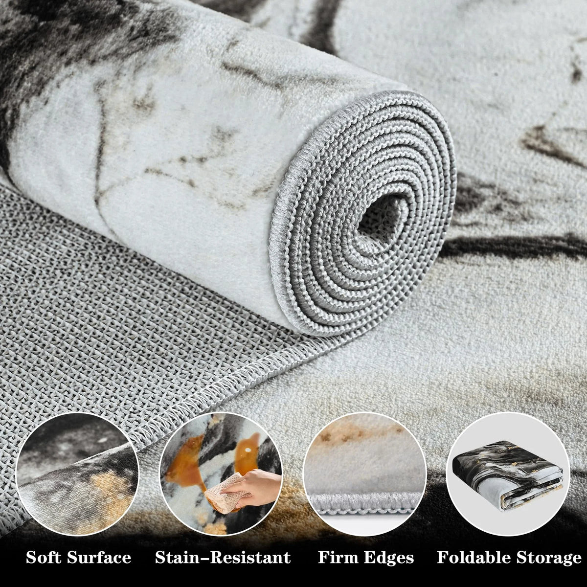 2X7 Runner Rug for Hallways Kitchen Modern Abstract Washable Runner Rug Soft Non Slip Marble Indoor Carpet Runner for Laundry Entryway Bedroom Bathroom