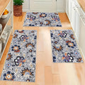 Boho Kitchen Mats 3 Piece Set Kitchen Rugs Non Slip Kitchen Mats for Floor Washable Kitchen Rugs and Mats Floral Kitchen Runner Rugs for Hallway Kitchen Laundry