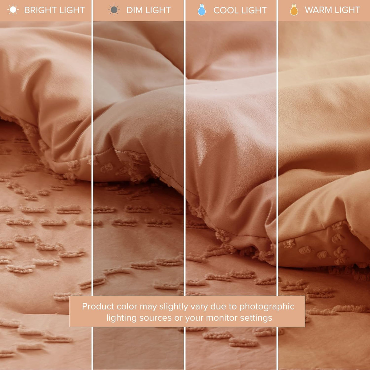 Comforter for King Size Bed, Geometric Diamond Tufted Boho Comforter Set, All Season Lightweight Bedding Set, Matching Sham, King/Cal King Terracotta 3 Piece