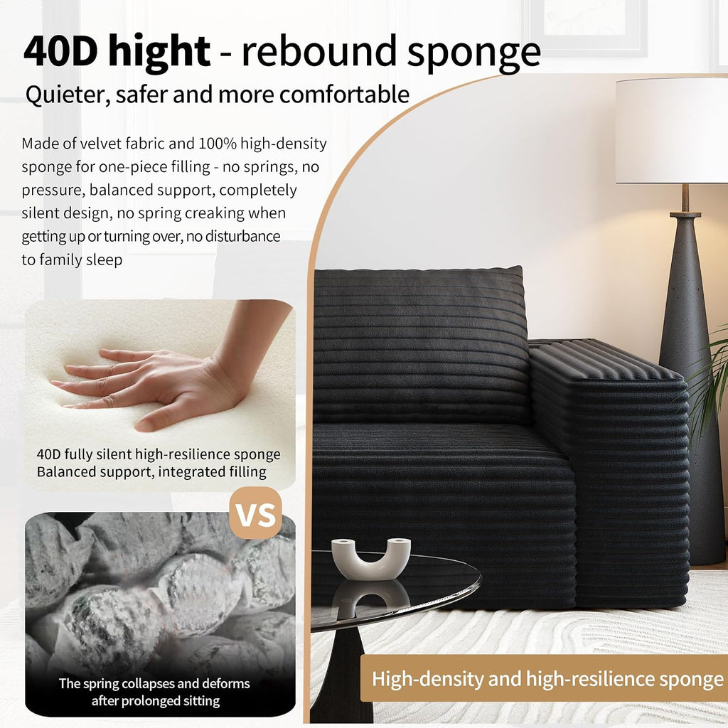 63" Loveseat Sofa,Modular Couch with Deep Seat Memory Foam,Comfy Small Cloud Couch for Small Spaces,No Assembly Required Sofa for Living Room Bedroom,Apartment,Black