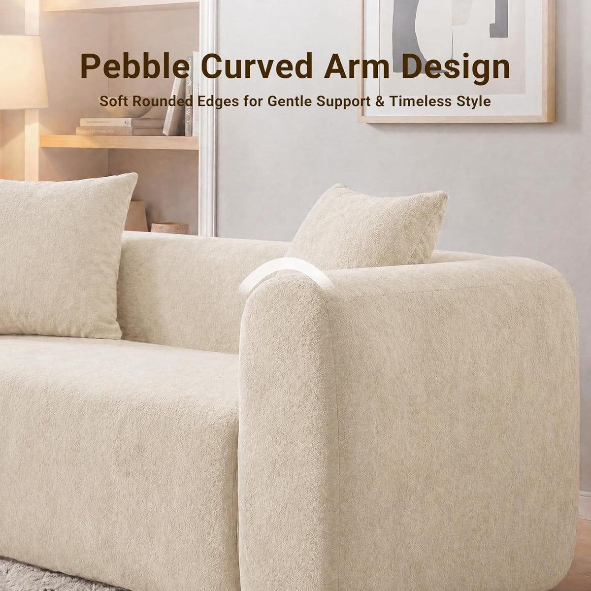 106" Cloud Boneless Couch, L-Shaped Sectional Sofa, Beige | Soft Knitted Fabric, Deep Seat Design, No Assembly Required,