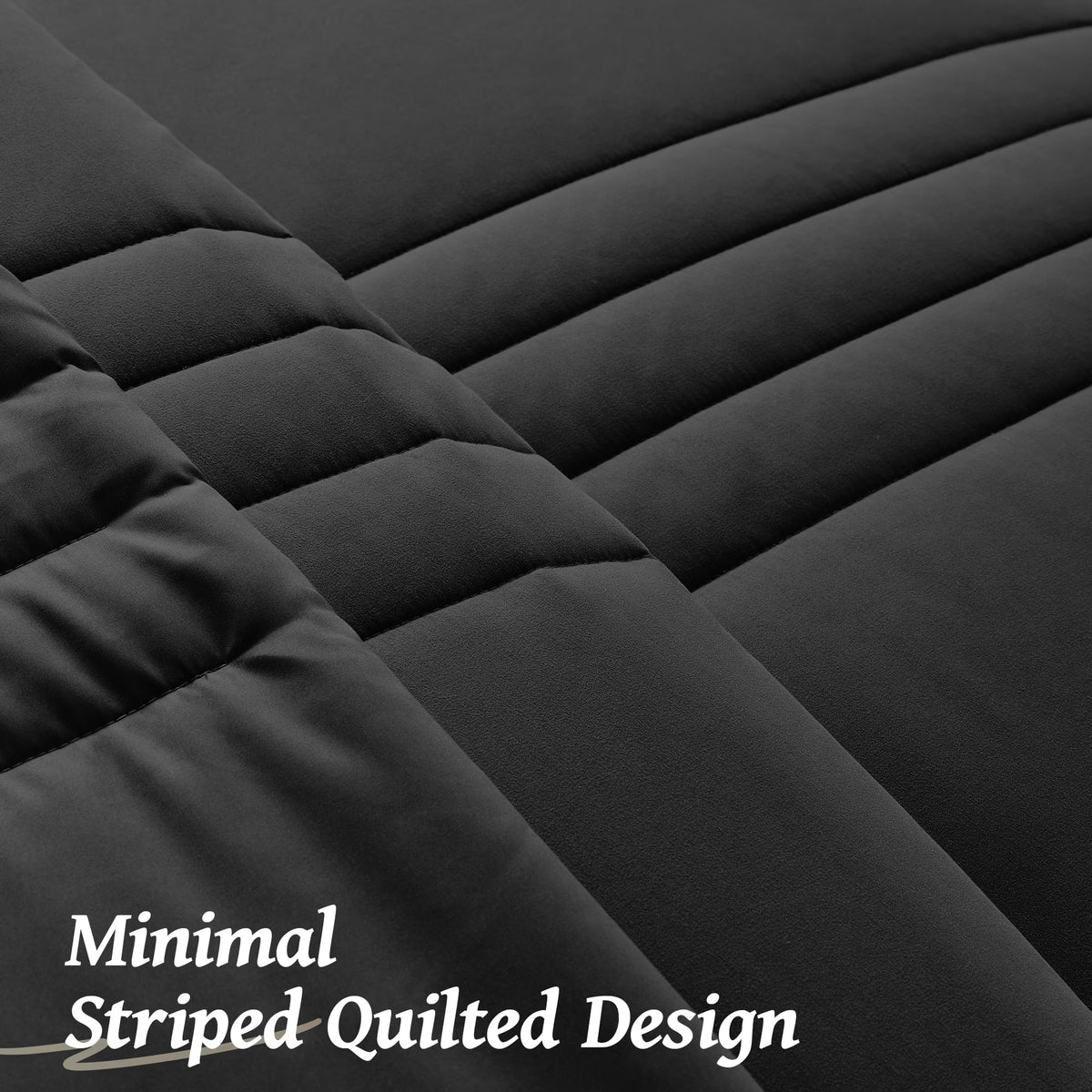 7-Piece Bed in Bag - Queen Size Striped Comforter Sets, Pillowcases & Sheet Collection for Cozy Bedding Sets - Black