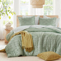 Comforter for Queen Size Bed, Geometric Diamond Tufted Boho Comforter Set Queen, All Season Lightweight Bedding Set, Matching Sham, Full/Queen Sage Green 3 Piece