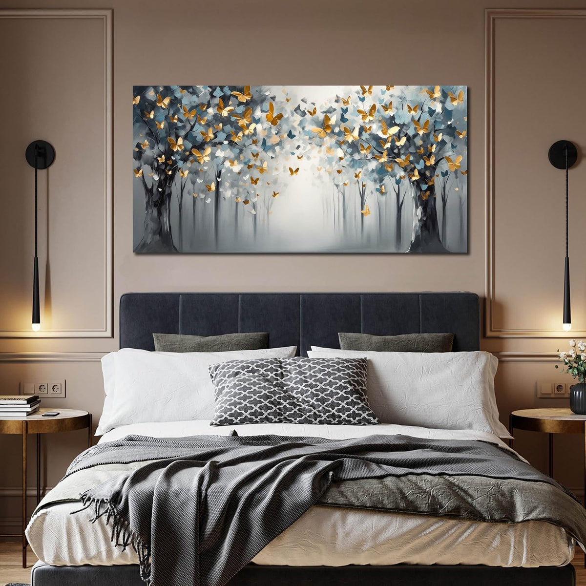 Butterfly Pictures Wall Art for Bedroom - Tree Art Wall Art for Living Room - Large Abstract Canvas Wall Decor for Office Size 29" X 59"