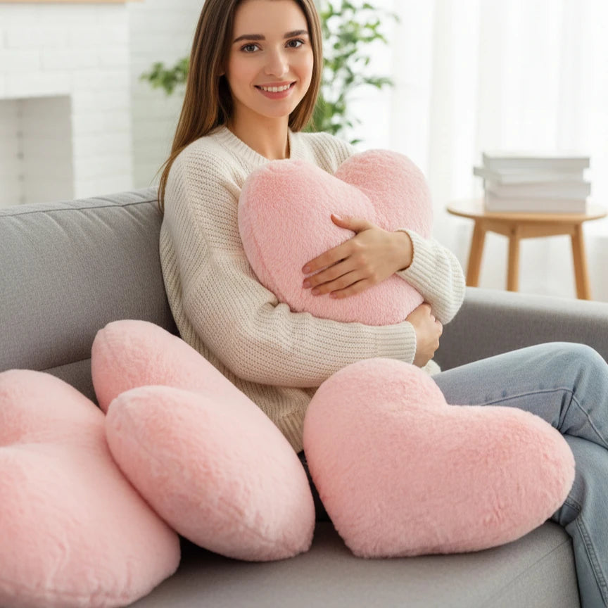 Pink Heart Pillow 30X40Cm Decorative Cushion for Living Room Bedroom Sofa Chair Cozy Accent and Reading Nook Comfort