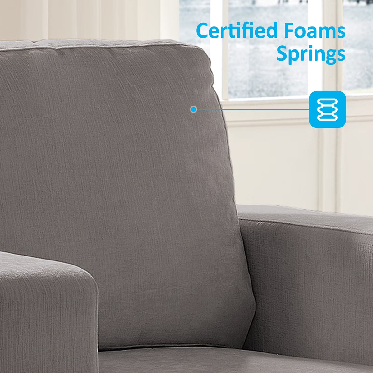3 Piece Living Room Furniture Sets, Modern Chenille Sofa Set for Living Room/Small Spaces, Sofa, Loveseat and Armchair, Light Gray