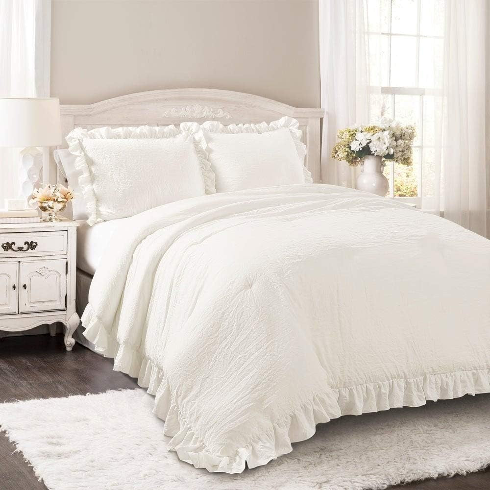 Reyna Ruffle Comforter Set - 3 Piece Cozy Ruffled Bedding Set - Timeless Elegance and Comfort for Bedroom - King, Blush