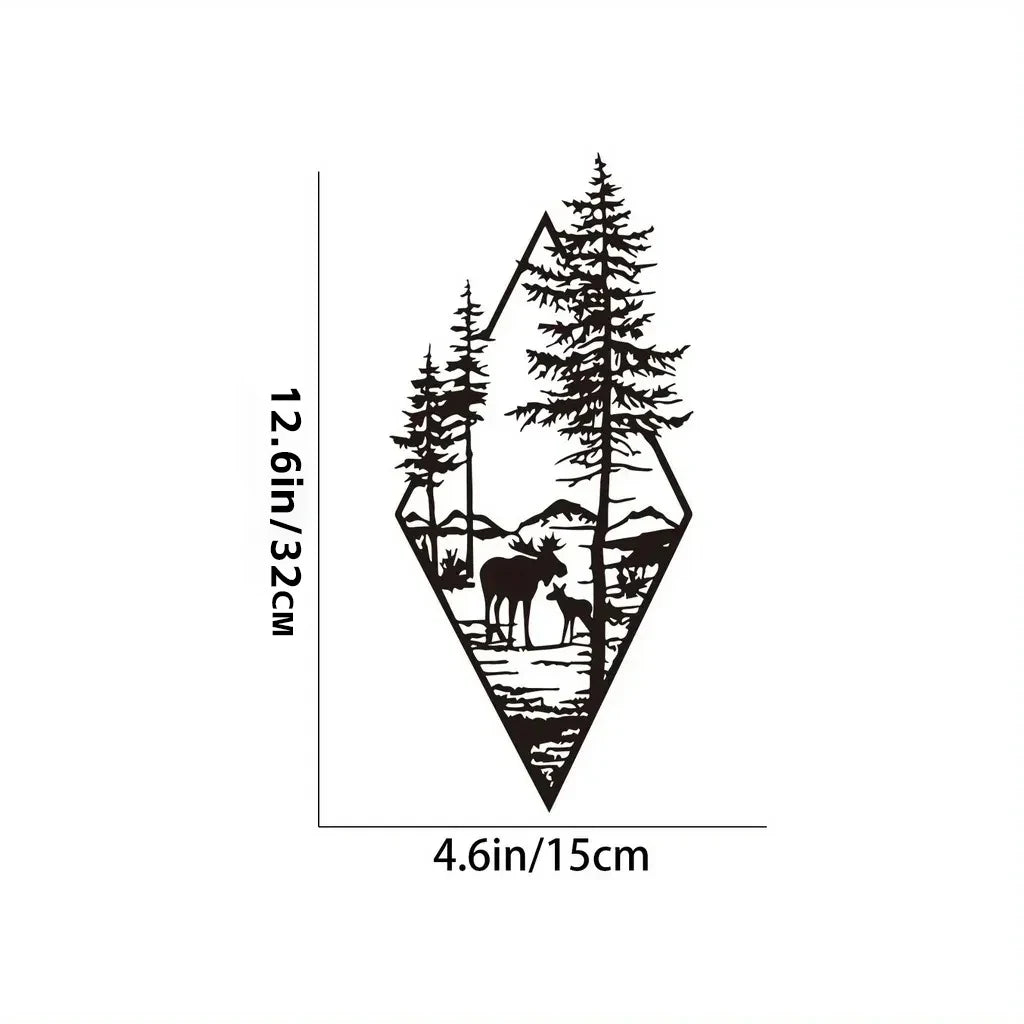 1Pc Landscape Wall Art, Deer & Scene Metal Wall Art Ornaments Home Decor, Metal Wall Art, Home Decor Art Wall Ornaments
