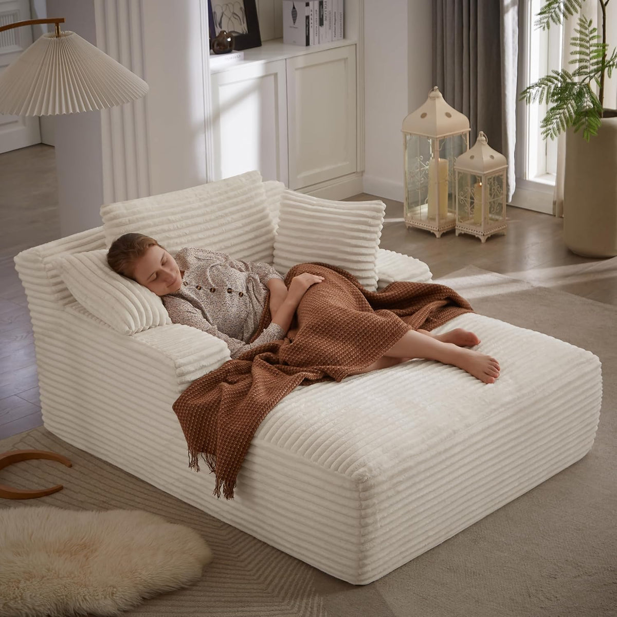 66" Oversized Chaise Lounge Chair Indoor, No-Assembly Modern Boneless Chair for Living Room Relaxation, Reading, Napping & Daily Lounging, Plush Comfy Sleeper Style for Home Comfort