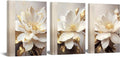 Flower Canvas Wall Decor Living Room Bathroom Wall Art Paintings for Bedroom Wall Art Dining Room White Floral Picture Poster Artwork Modern Framed Art Prints 3 Piece Home Decorations