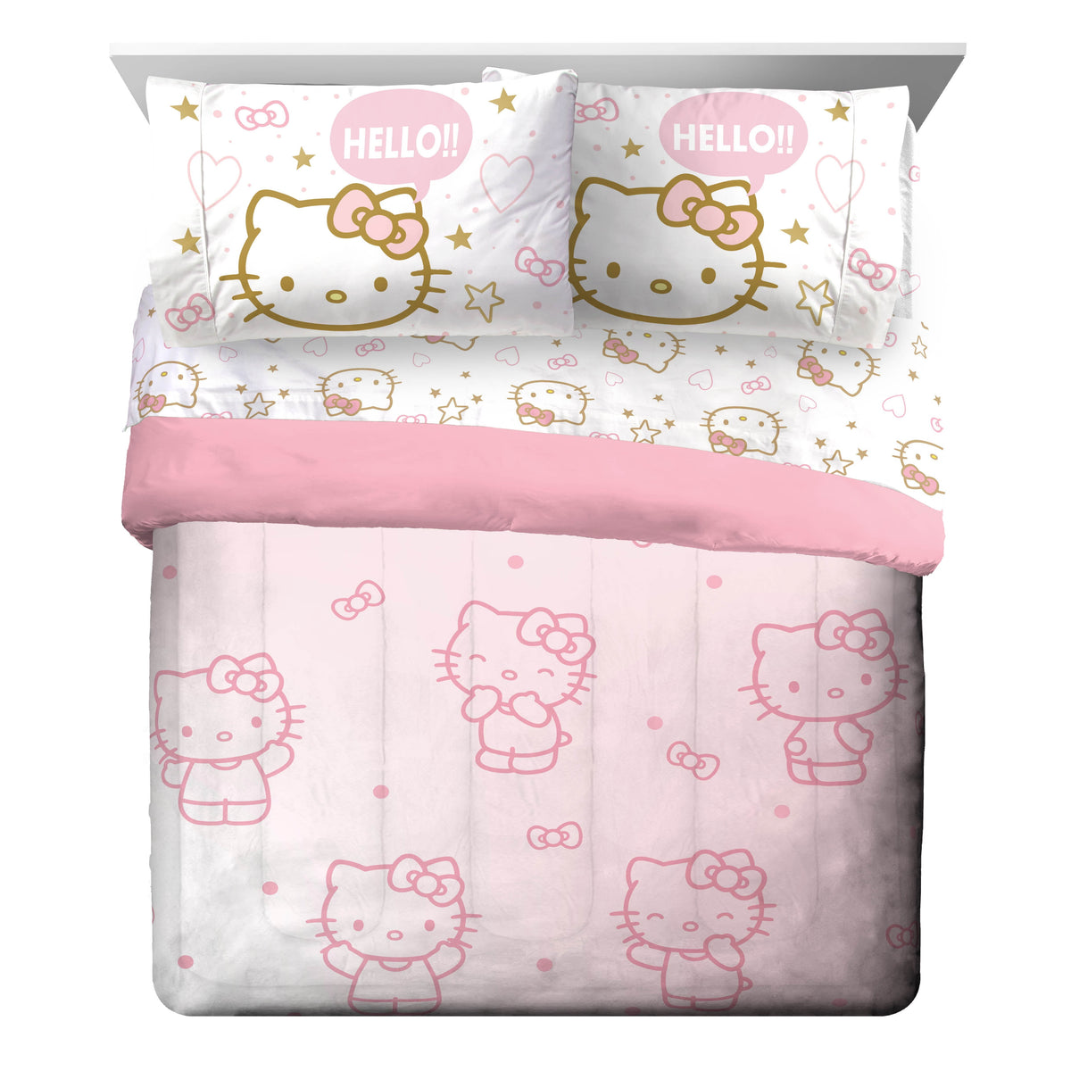 Hello Kitty Stars 7 Piece Queen Size Bed Set with Shams