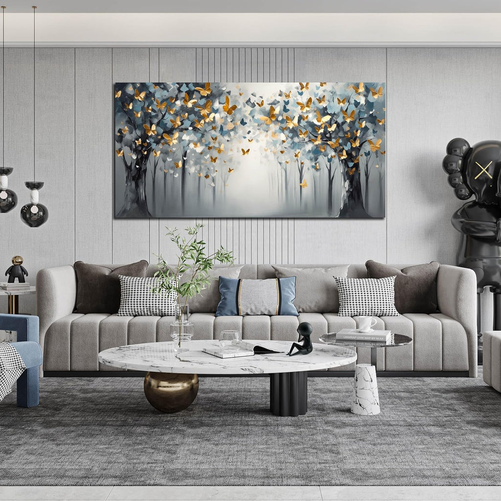 Butterfly Pictures Wall Art for Bedroom - Tree Art Wall Art for Living Room - Large Abstract Canvas Wall Decor for Office Size 29" X 59"