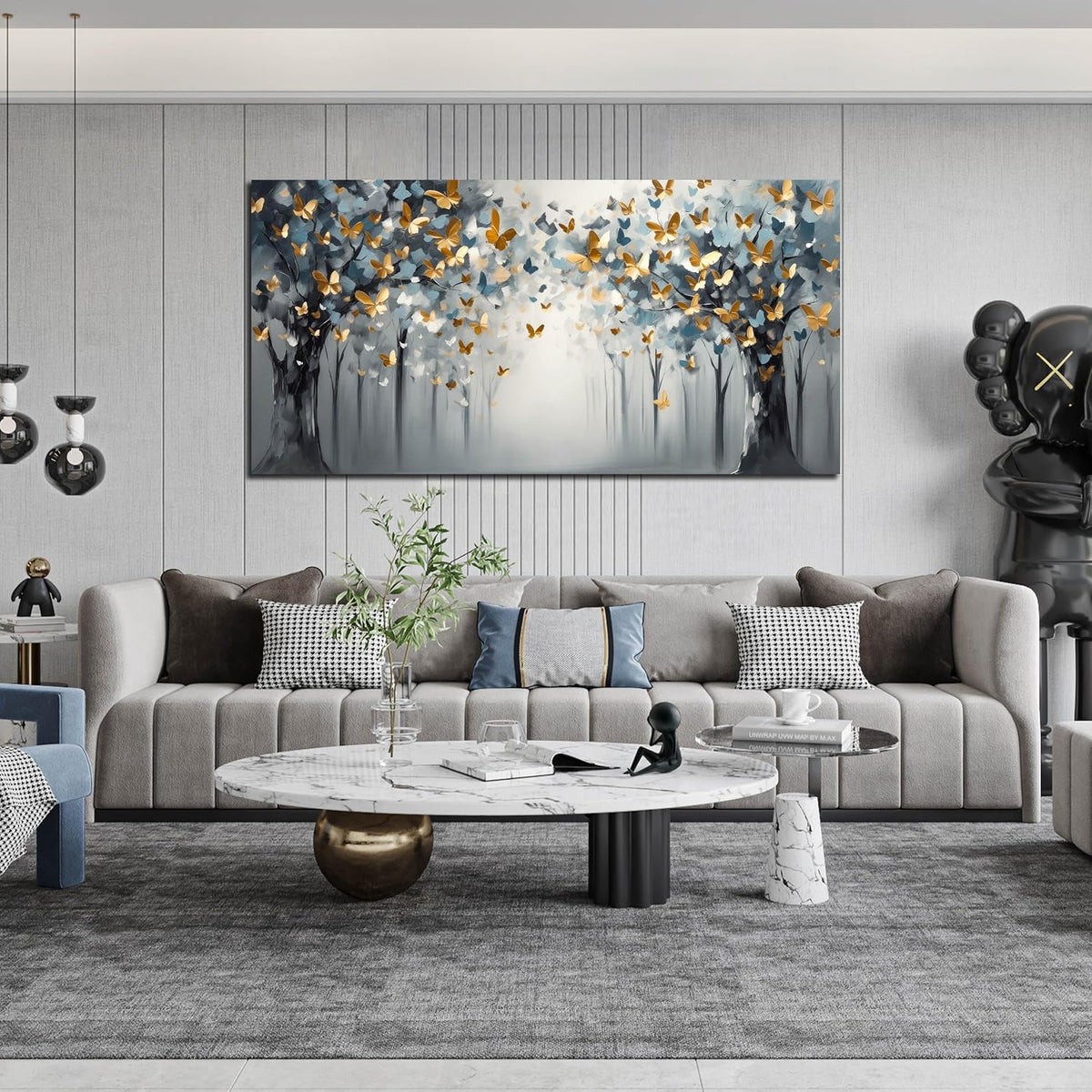 Butterfly Pictures Wall Art for Bedroom - Tree Art Wall Art for Living Room - Large Abstract Canvas Wall Decor for Office Size 29" X 59"