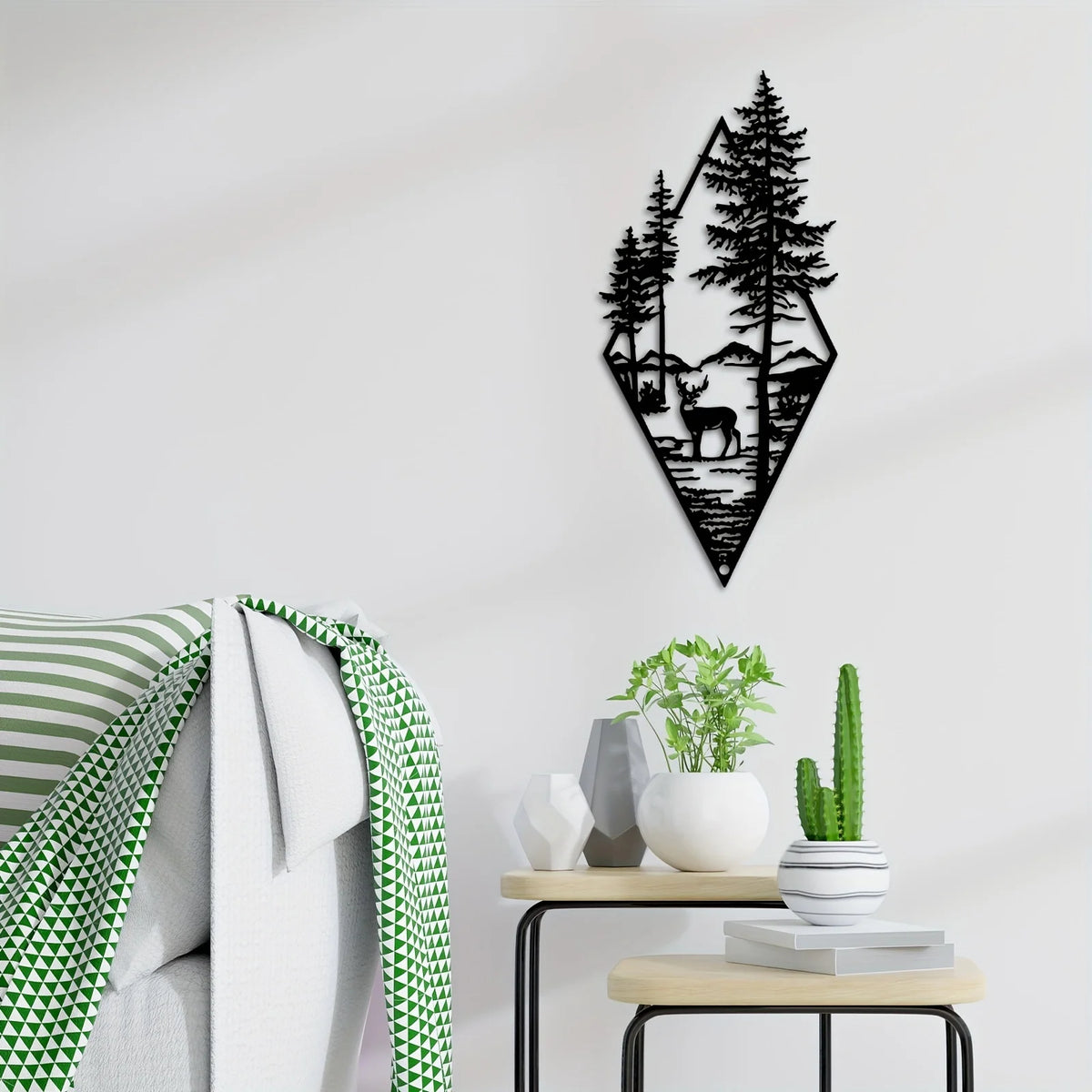 1Pc Landscape Wall Art, Deer & Scene Metal Wall Art Ornaments Home Decor, Metal Wall Art, Home Decor Art Wall Ornaments