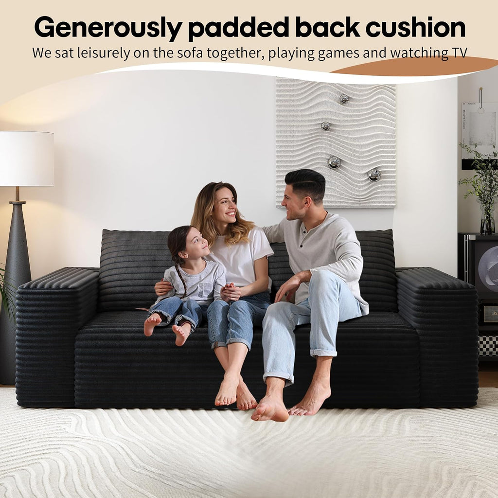 63" Loveseat Sofa,Modular Couch with Deep Seat Memory Foam,Comfy Small Cloud Couch for Small Spaces,No Assembly Required Sofa for Living Room Bedroom,Apartment,Black
