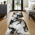 2X7 Runner Rug for Hallways Kitchen Modern Abstract Washable Runner Rug Soft Non Slip Marble Indoor Carpet Runner for Laundry Entryway Bedroom Bathroom