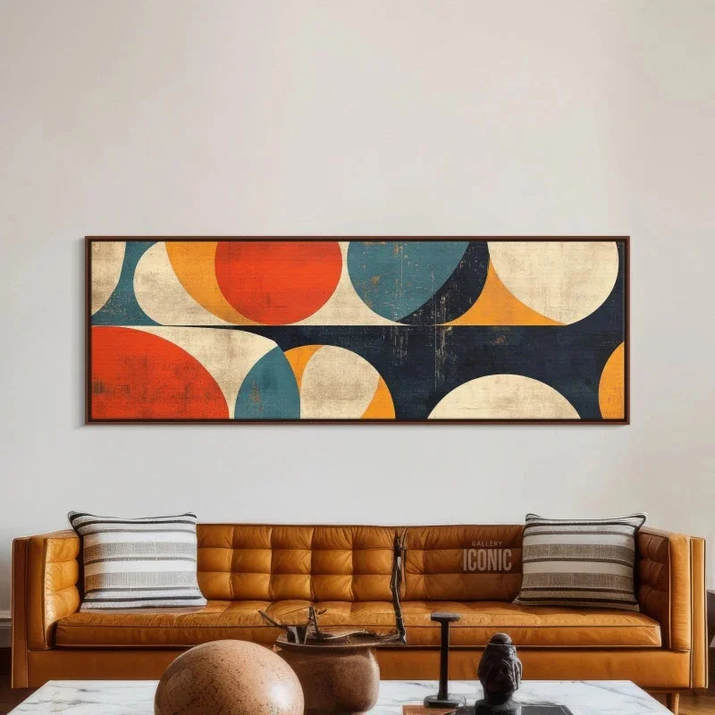 Mid Century Modern Wall Art Canvas | Unframed Bauhaus Print | Wide Panoramic Wall Art for Living Room Canvas | Abstract Wall Art