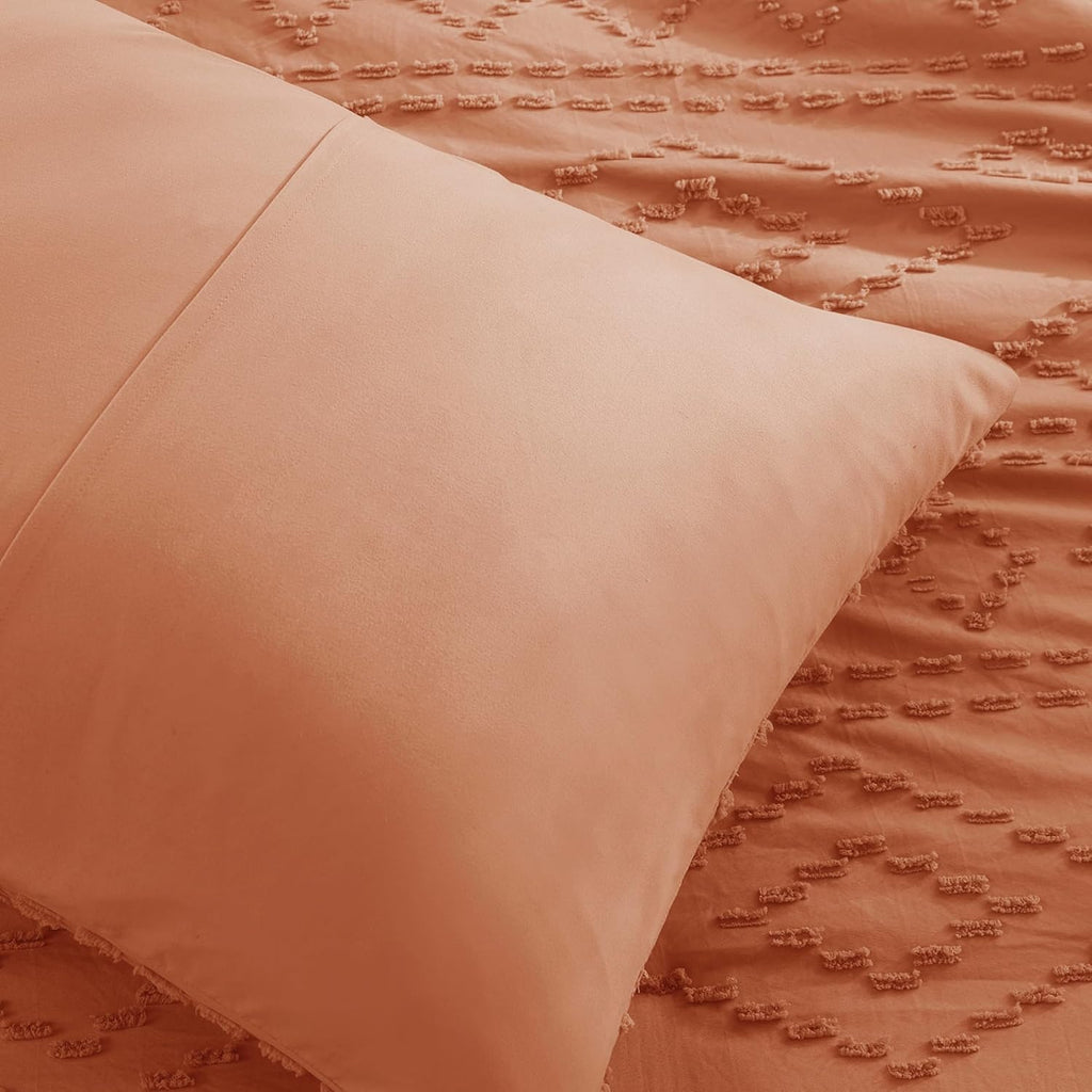 Comforter for King Size Bed, Geometric Diamond Tufted Boho Comforter Set, All Season Lightweight Bedding Set, Matching Sham, King/Cal King Terracotta 3 Piece