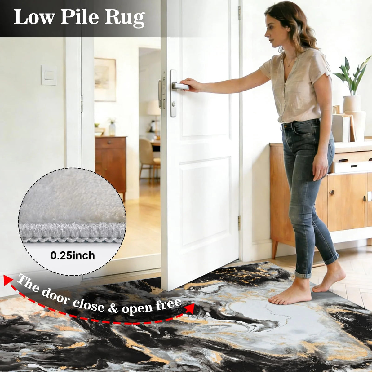 2X7 Runner Rug for Hallways Kitchen Modern Abstract Washable Runner Rug Soft Non Slip Marble Indoor Carpet Runner for Laundry Entryway Bedroom Bathroom