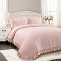 Reyna Ruffle Comforter Set - 3 Piece Cozy Ruffled Bedding Set - Timeless Elegance and Comfort for Bedroom - King, Blush
