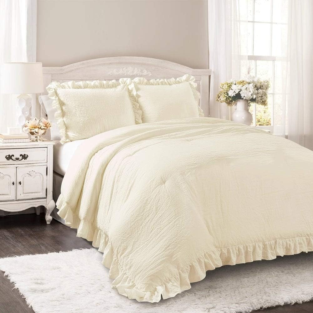 Reyna Ruffle Comforter Set - 3 Piece Cozy Ruffled Bedding Set - Timeless Elegance and Comfort for Bedroom - King, Blush