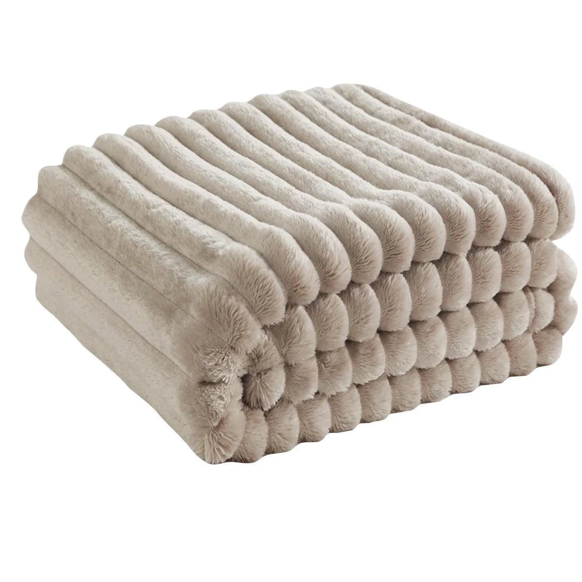 Household Living Room Bedroom Soft Blanket Solid Color Cozy Smooth Quilt with Stripe Family Commonly Used Stay Warm Beddings