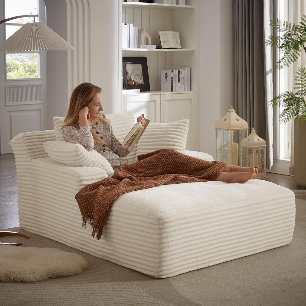 66" Oversized Chaise Lounge Chair Indoor, No-Assembly Modern Boneless Chair for Living Room Relaxation, Reading, Napping & Daily Lounging, Plush Comfy Sleeper Style for Home Comfort