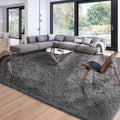 Soft Modern Indoor Large Shaggy Rug for Livingroom Bedroom Dorm Kids Room Home Decor, Non-Slip Plush Fluffy Furry Fur Area Rugs Comfy Nursery Accent Floor Carpet 9X12 Feet, Dark Grey