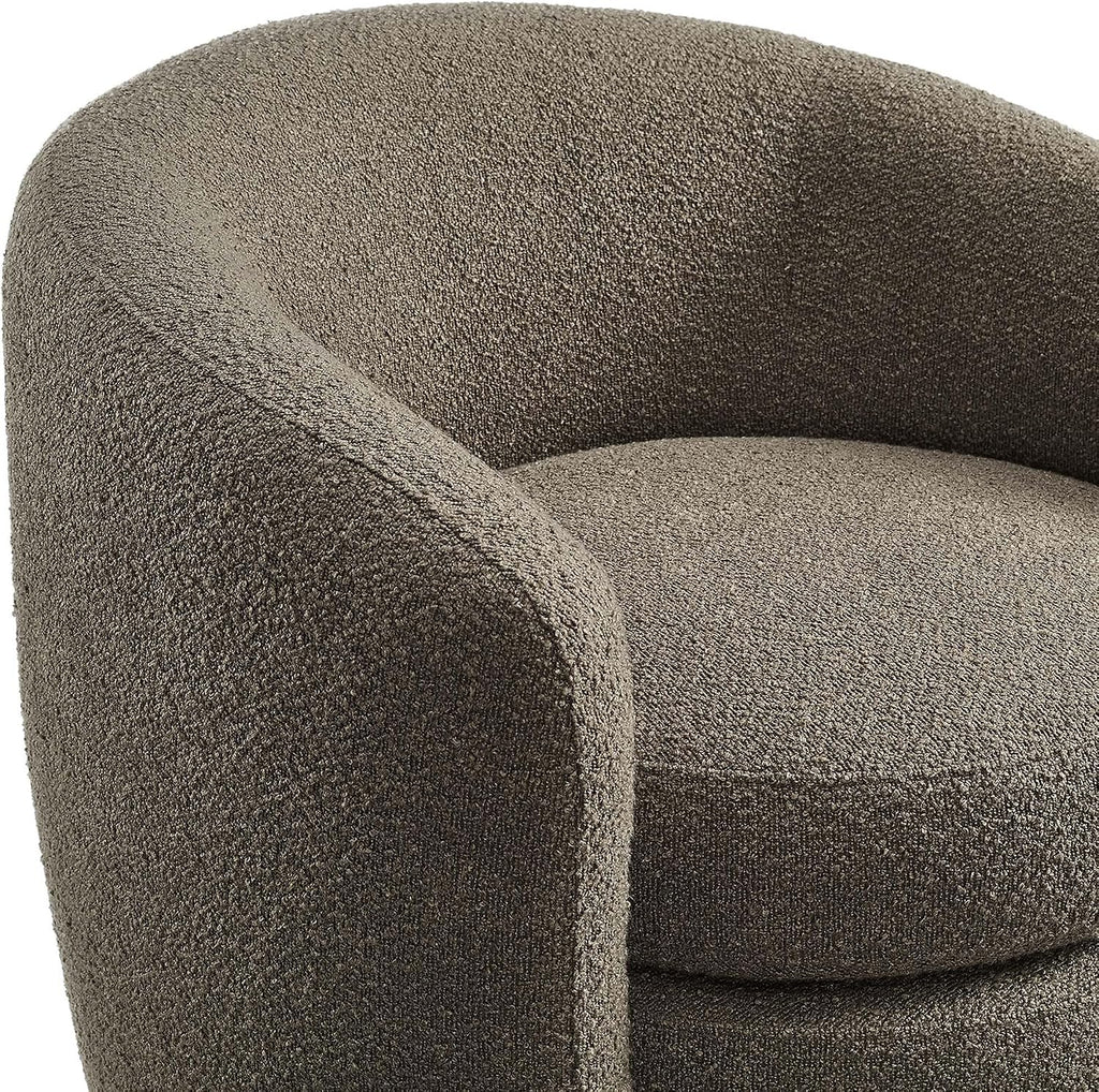 Affinity Boucle Fabric Accent Chair in Pebble - Versatile Living Room Chair with Curved Back - Upholstered Bedroom Barrel Chair - Reading Armchair