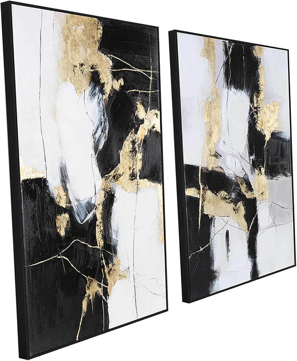 Framed Wall Art - Black and Gold Wall Art Decor - Large Abstract Canvas Wall Art for Living Room Bedroom Office