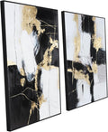 Framed Wall Art - Black and Gold Wall Art Decor - Large Abstract Canvas Wall Art for Living Room Bedroom Office