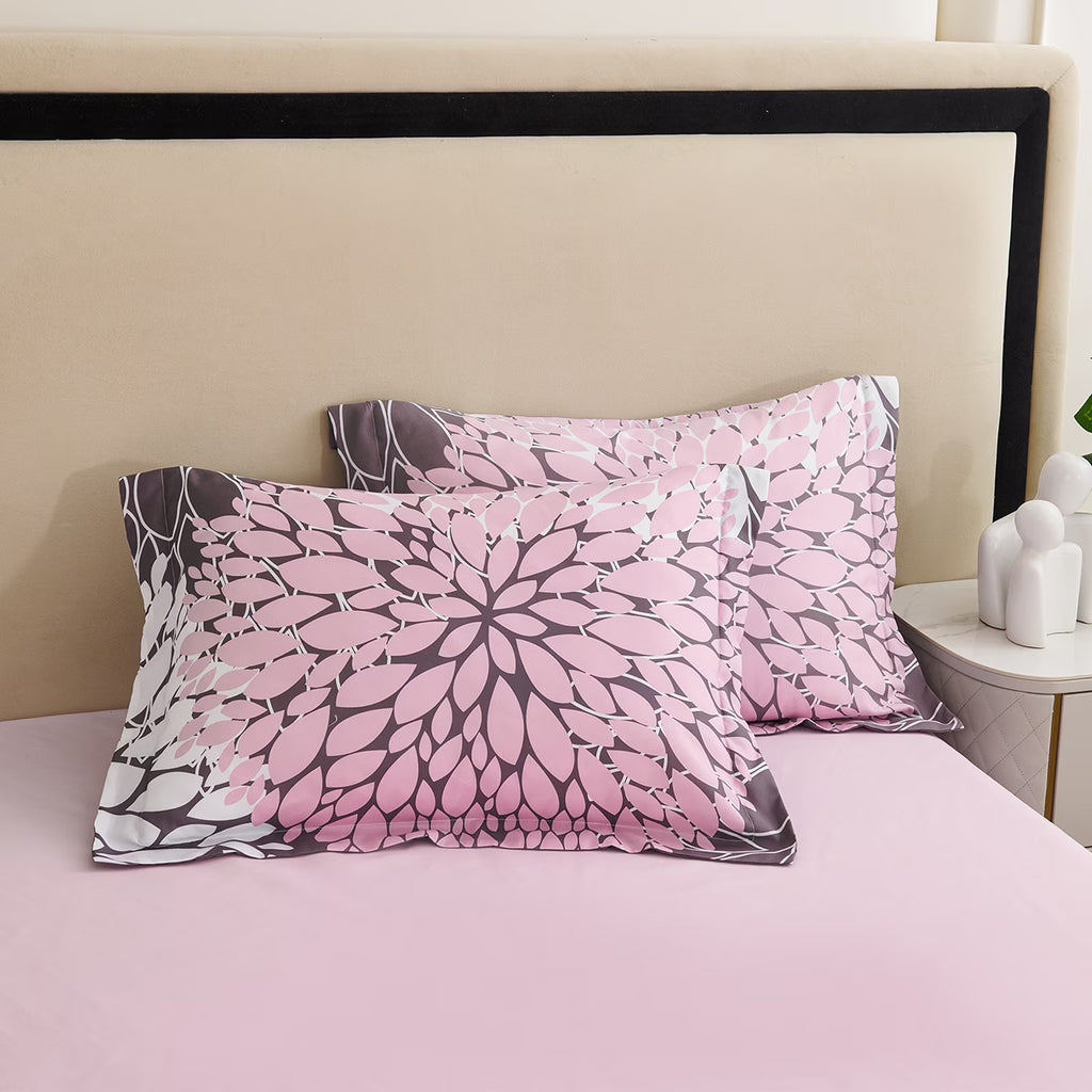 8-Piece Pink and Grey Queen Comforter Set - Reversible Floral Bed in a Bag with Sheets, Pillowcases, Shams, and Decorative Pillow Cover for Teen Girls and Women
