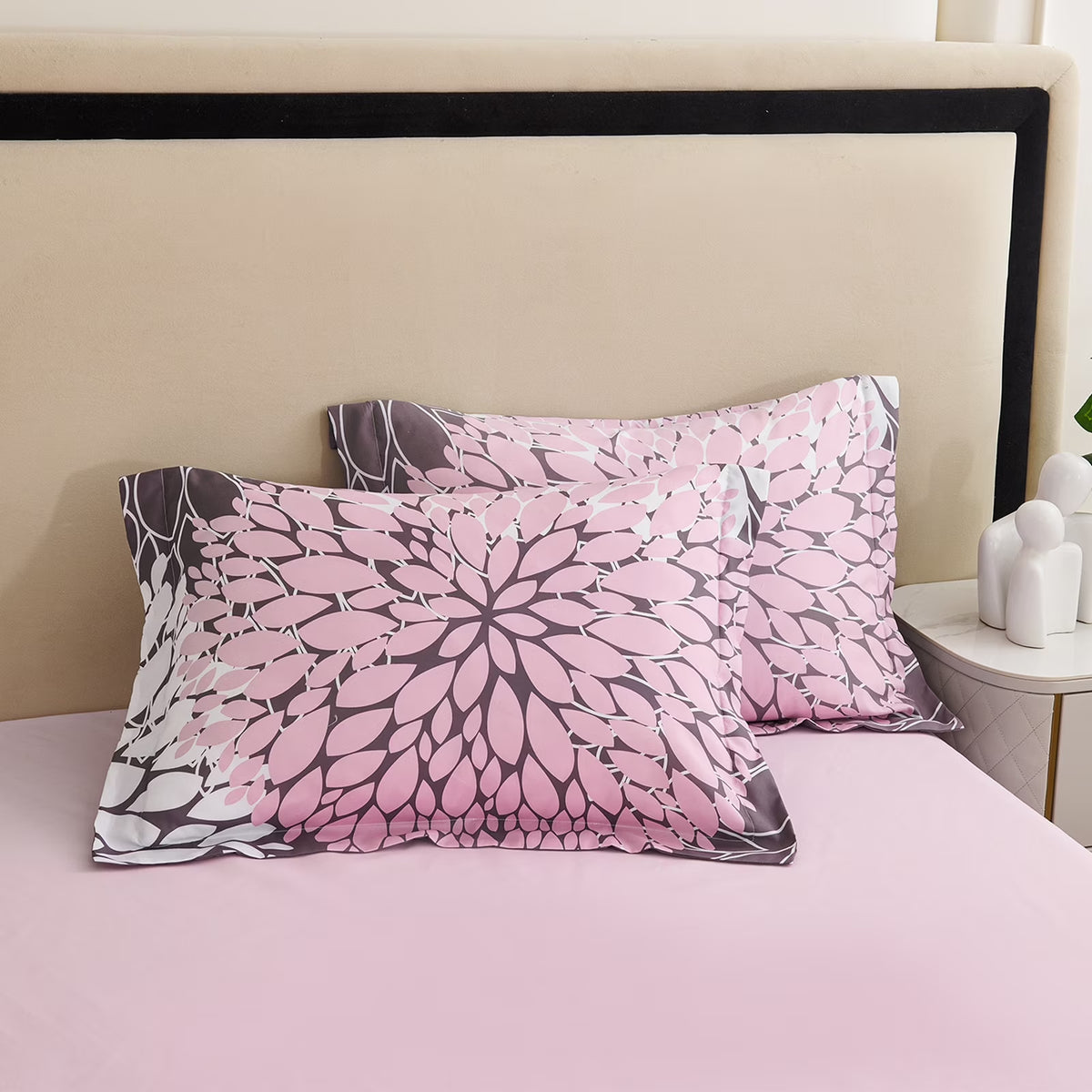 8-Piece Pink and Grey Queen Comforter Set - Reversible Floral Bed in a Bag with Sheets, Pillowcases, Shams, and Decorative Pillow Cover for Teen Girls and Women