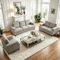 3 Piece Living Room Furniture Sets, Modern Chenille Sofa Set for Living Room/Small Spaces, Sofa, Loveseat and Armchair, Light Gray