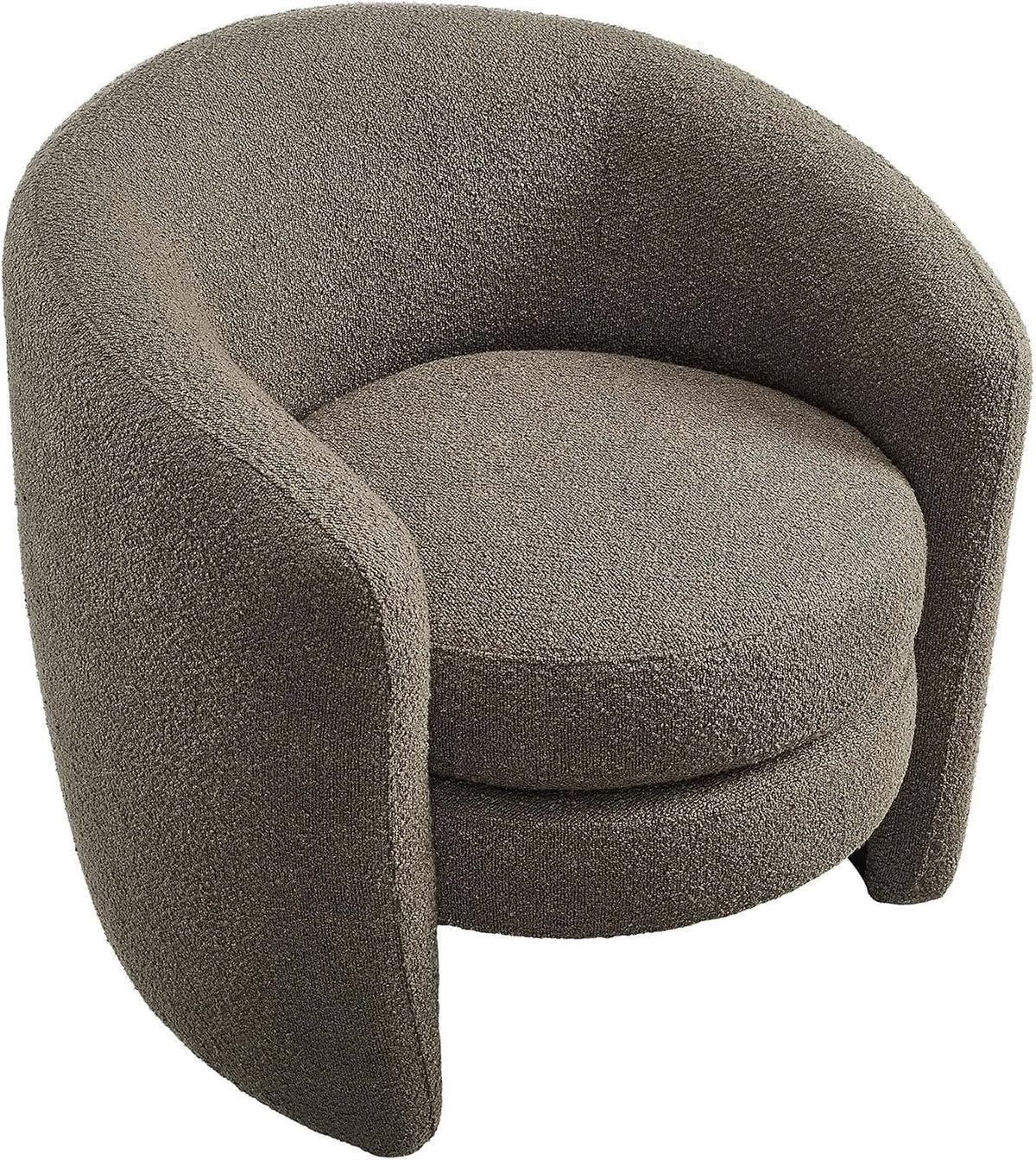 Affinity Boucle Fabric Accent Chair in Pebble - Versatile Living Room Chair with Curved Back - Upholstered Bedroom Barrel Chair - Reading Armchair