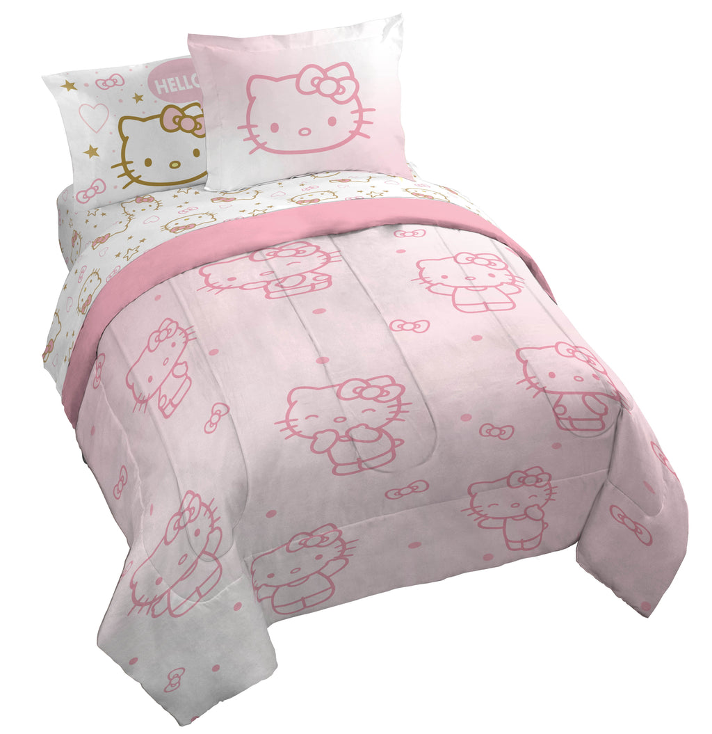 Hello Kitty Stars 7 Piece Queen Size Bed Set with Shams