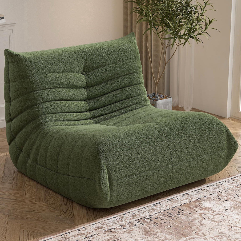Bean Bag Chair for Adults, Teddy Material Togo Sofa Lazy Chair for Living Room Bedroom Small Space, Green