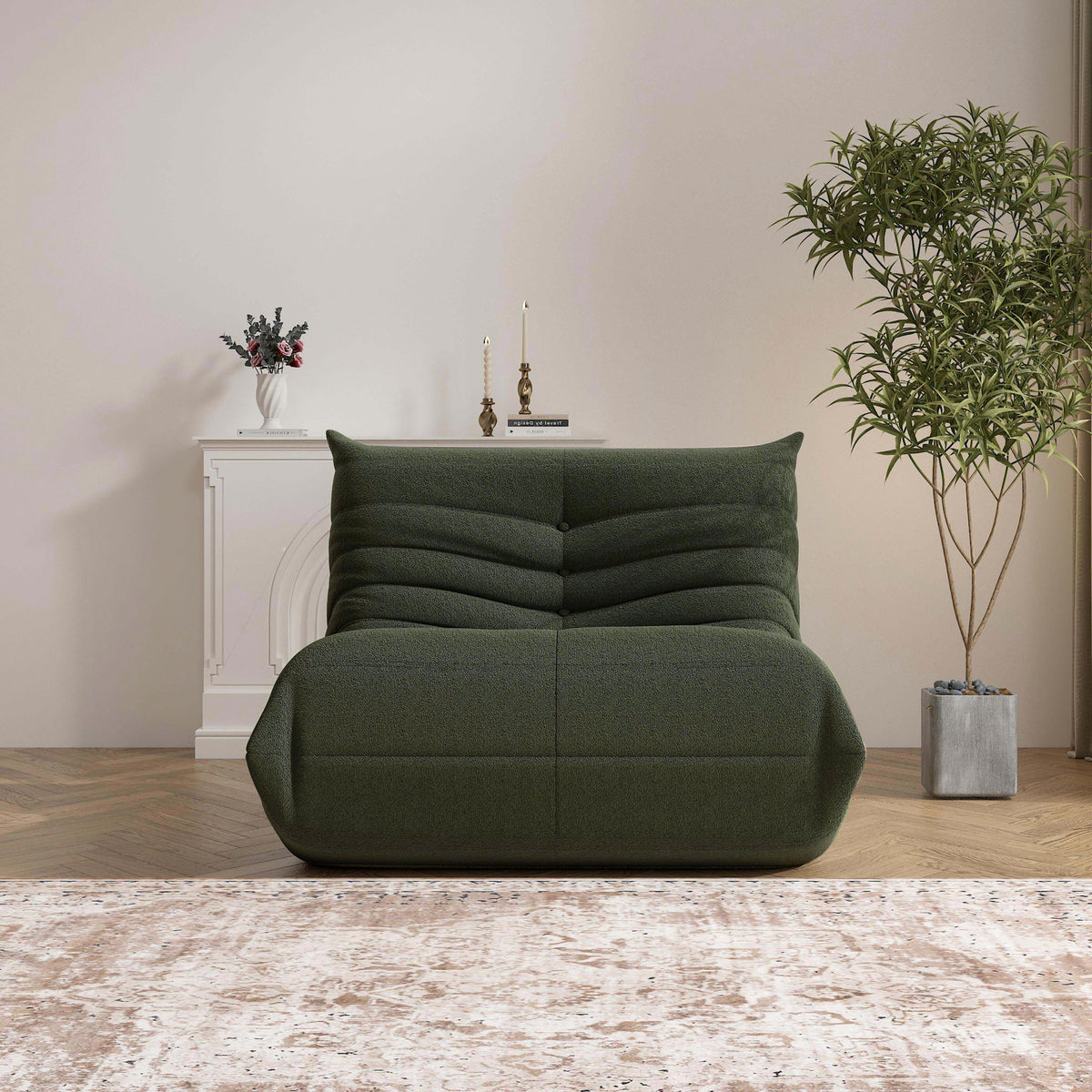 Bean Bag Chair for Adults, Teddy Material Togo Sofa Lazy Chair for Living Room Bedroom Small Space, Green
