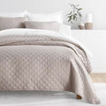 All Season 3-Pcs Diamond Stitch Microfiber Quilt Set with Shams