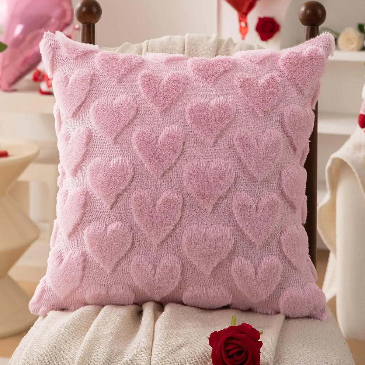 Pink Heart Pillow 30X40Cm Decorative Cushion for Living Room Bedroom Sofa Chair Cozy Accent and Reading Nook Comfort