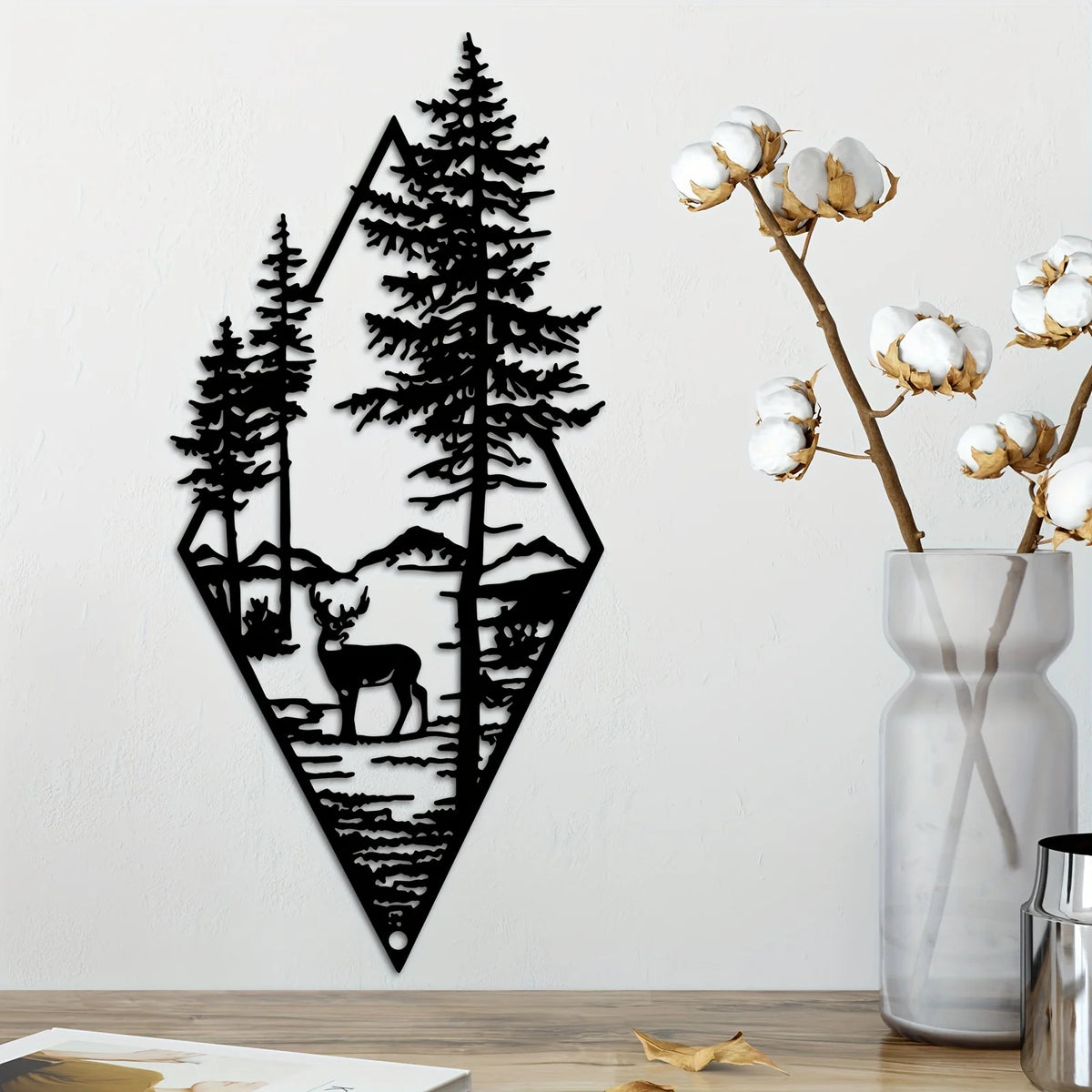 1Pc Landscape Wall Art, Deer & Scene Metal Wall Art Ornaments Home Decor, Metal Wall Art, Home Decor Art Wall Ornaments