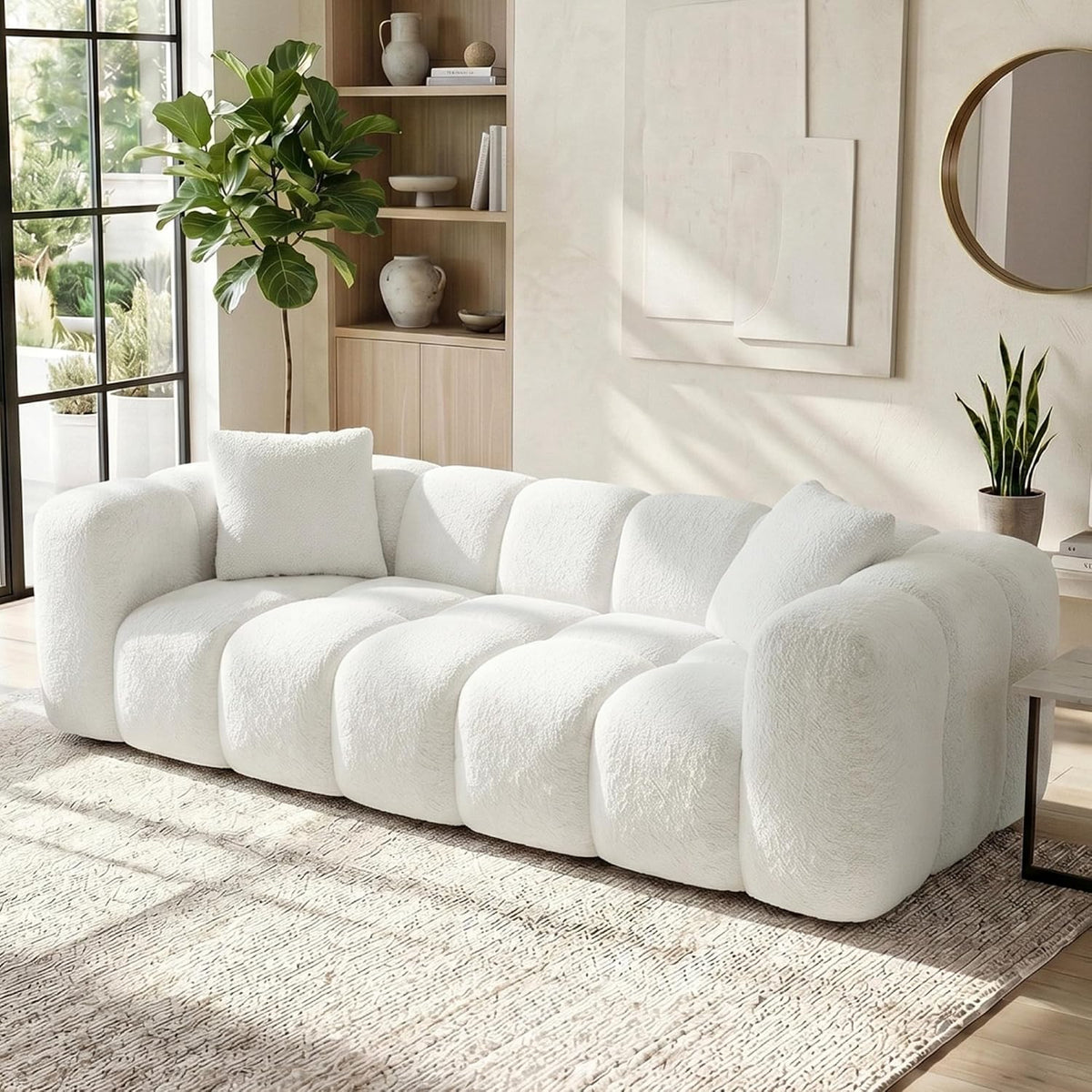 84" Boneless Couch No Assembly Required Loveseat Sofa Modern Deep Seat Cloud Couch Modern Compressed Sofa Oversized Upholstered 3-Seater for Living Room Bedroom