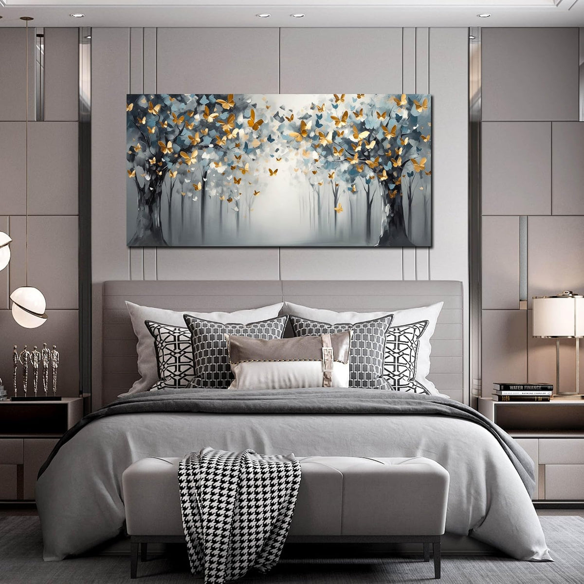 Butterfly Pictures Wall Art for Bedroom - Tree Art Wall Art for Living Room - Large Abstract Canvas Wall Decor for Office Size 29" X 59"