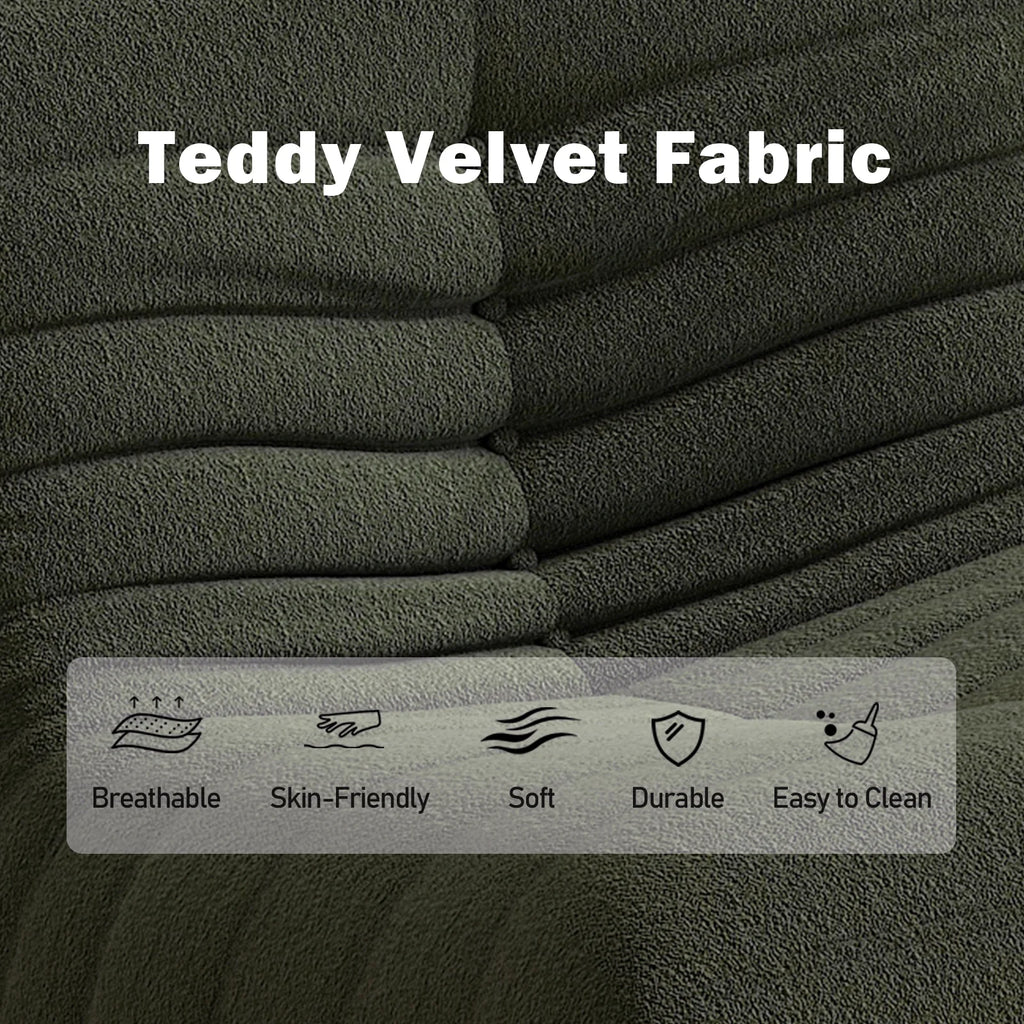 Bean Bag Chair for Adults, Teddy Material Togo Sofa Lazy Chair for Living Room Bedroom Small Space, Green