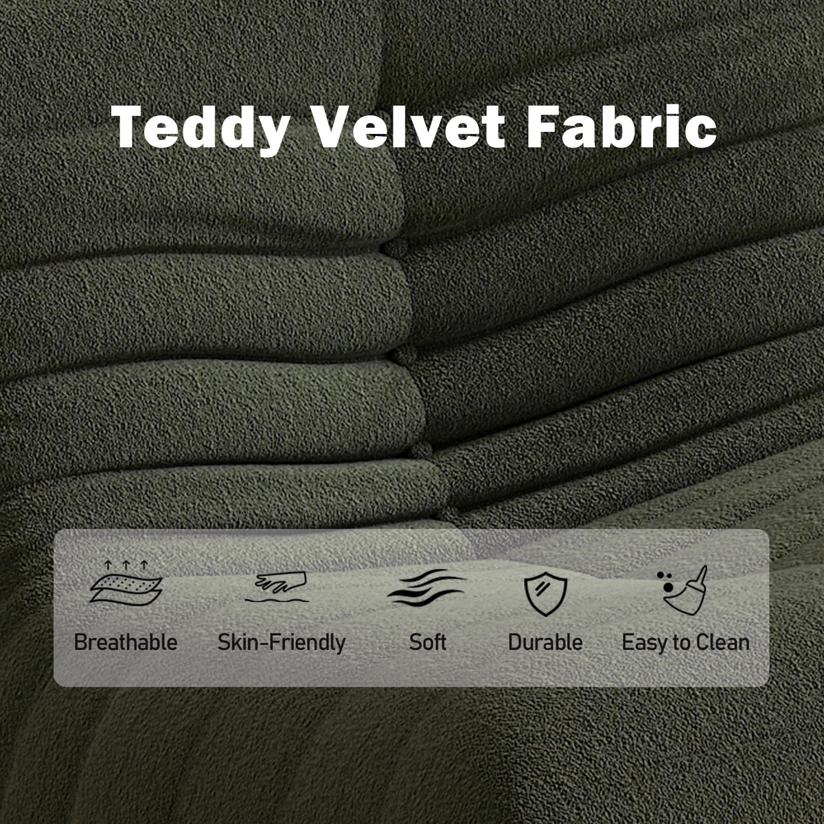 Bean Bag Chair for Adults, Teddy Material Togo Sofa Lazy Chair for Living Room Bedroom Small Space, Green