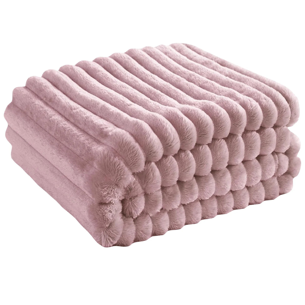 Household Living Room Bedroom Soft Blanket Solid Color Cozy Smooth Quilt with Stripe Family Commonly Used Stay Warm Beddings