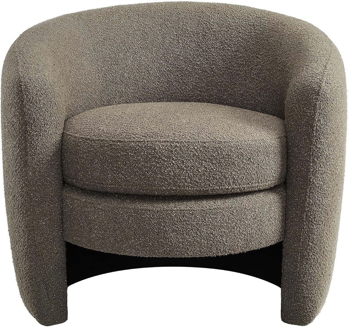 Affinity Boucle Fabric Accent Chair in Pebble - Versatile Living Room Chair with Curved Back - Upholstered Bedroom Barrel Chair - Reading Armchair
