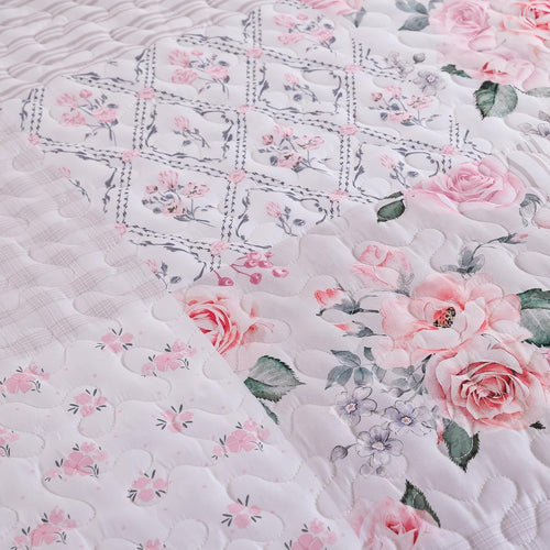 Floral Quilt Set Queen Size – Ultra Soft Lightweight Bedspread, 3 Piece Beige Bedding Set (90"X90") with Pillowcases (20"X26"), All Season Coverlet for Bedroom & Guest Room