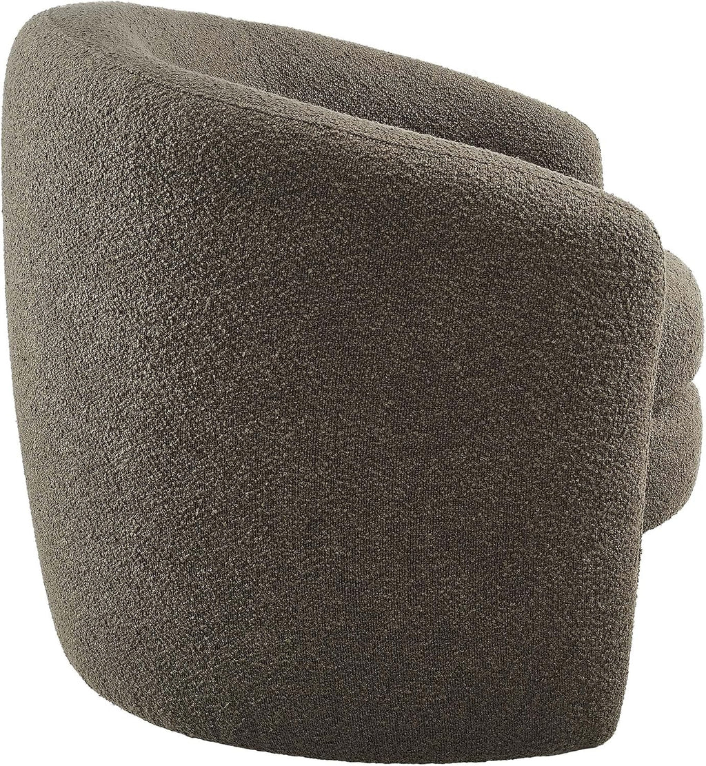 Affinity Boucle Fabric Accent Chair in Pebble - Versatile Living Room Chair with Curved Back - Upholstered Bedroom Barrel Chair - Reading Armchair
