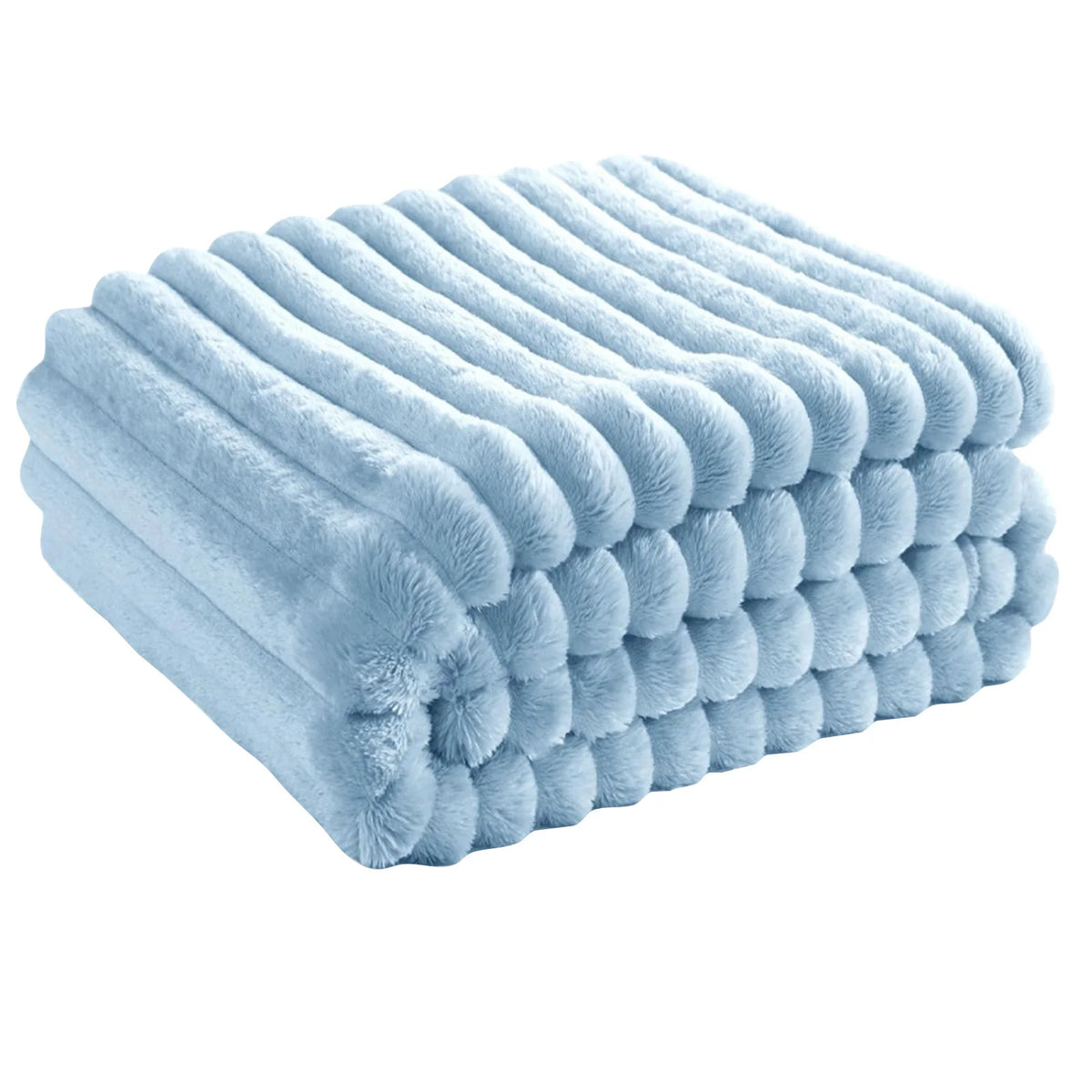 Household Living Room Bedroom Soft Blanket Solid Color Cozy Smooth Quilt with Stripe Family Commonly Used Stay Warm Beddings